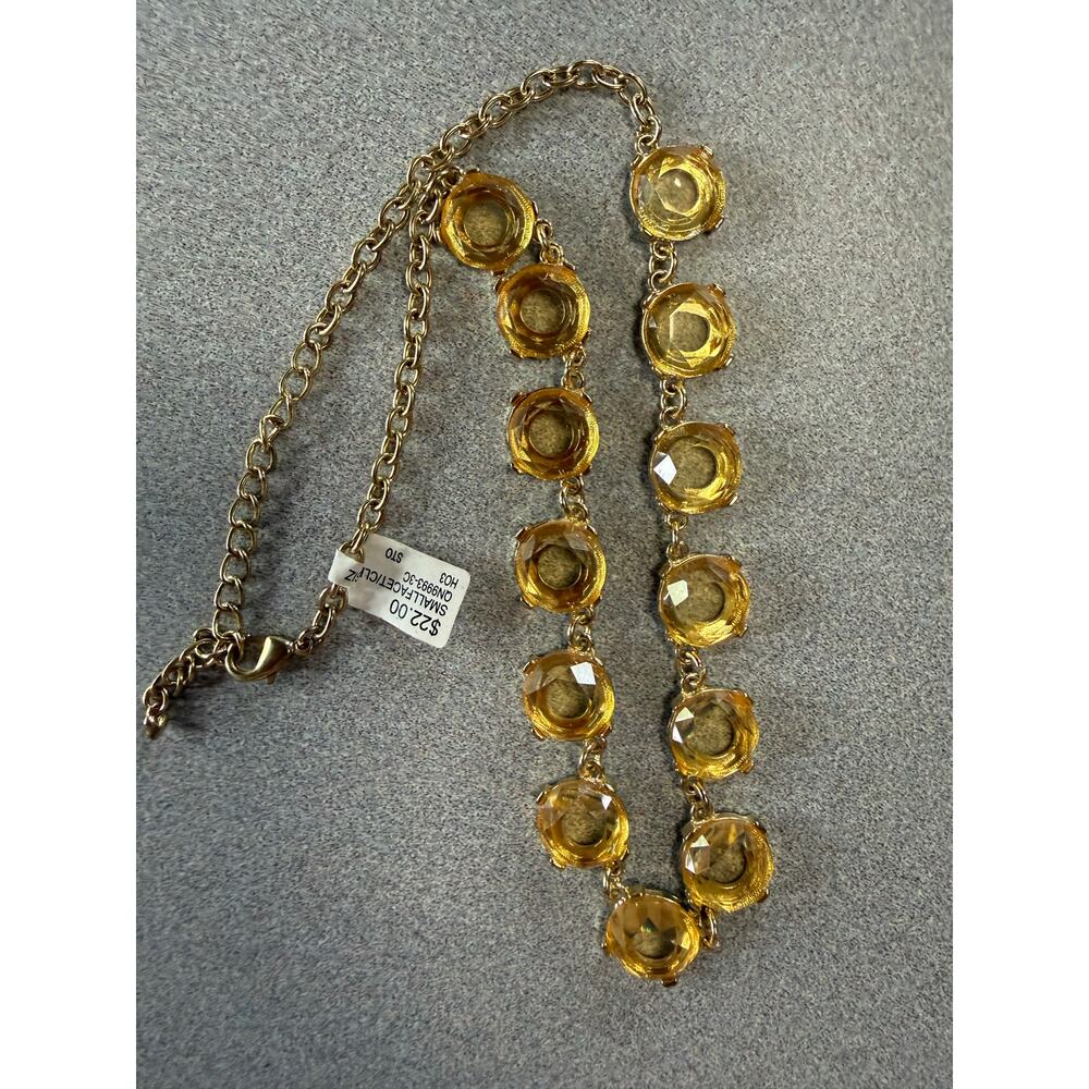Necklace NWT Citrine color faceted with gold tone chain beautiful